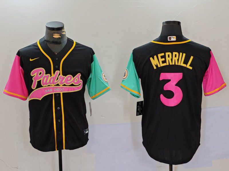 Men San Diego Padres #3 Merrill Black Joint Name 2024 Nike MLB Jersey style 5->san diego padres->MLB Jersey